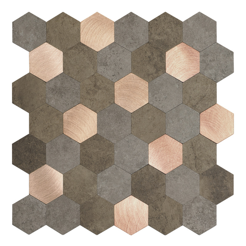 d-c-fix selbstklebende Wandfliese Premium Metal & Stone Hexagon - Gr. 29 cm x 28,8 cm