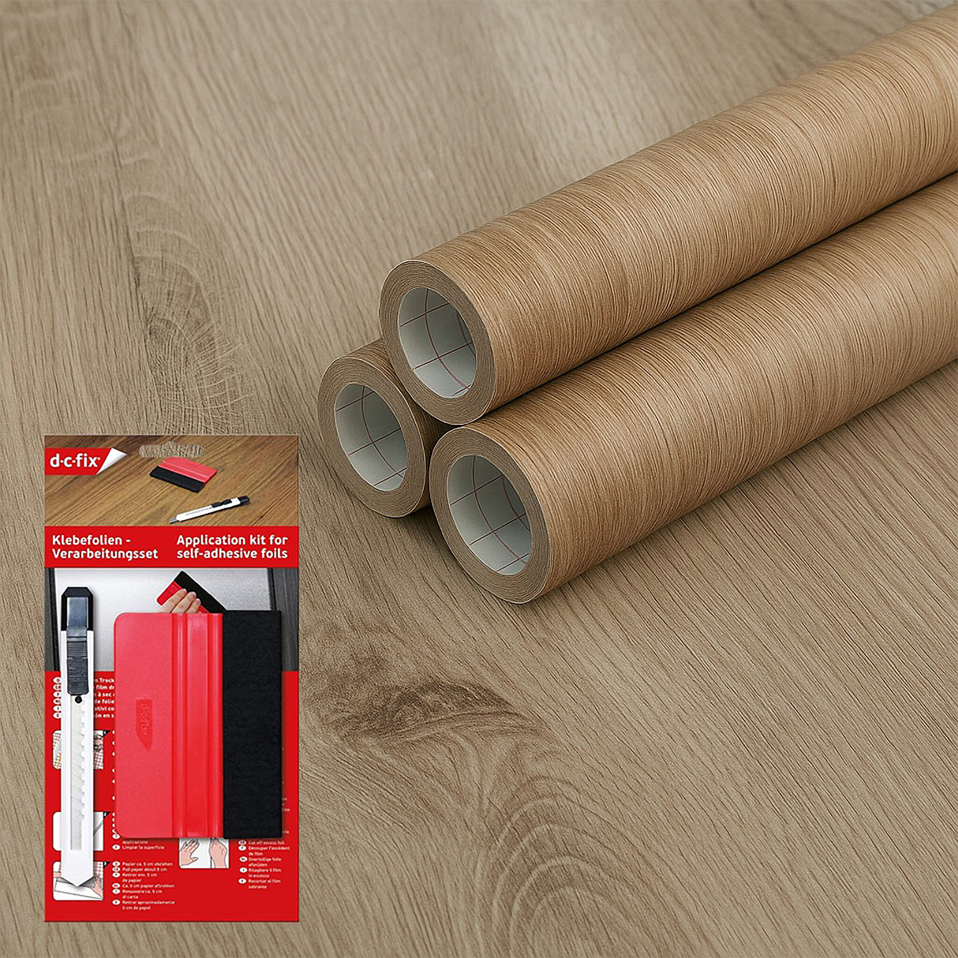 d-c-fix Klebefolie Bundle 3x Ribbeck Oak + Rakelset